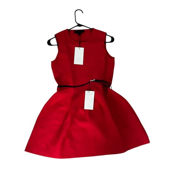 Zara Red Belted Knit Mini Dress – Sleeveless Crew Neck, Size Small NWT Holiday - Picture 6 of 11